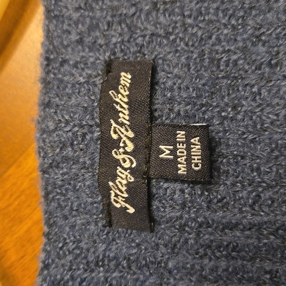 Blue V-Neck Ruched Sweater - Picture 4 of 7